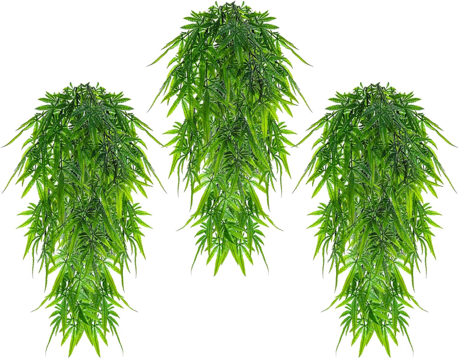 Garland Hanging Vines 3 PC Artificial Leaves Fake Greenery Faux Plants Realistic Home Office Decoration Indoor Outdoor (Light Green)