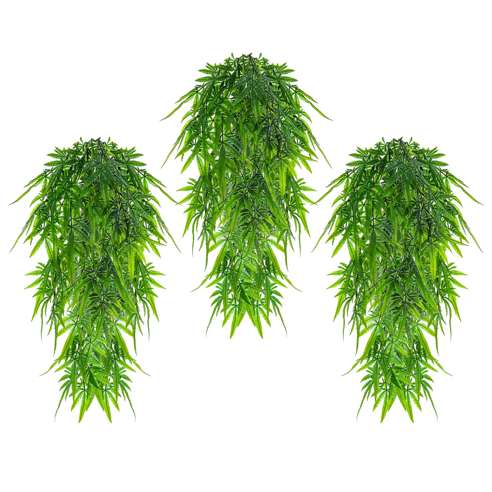 Garland Hanging Vines 3 PC Artificial Leaves Fake Greenery Faux Plants Realistic Home Office Decoration Indoor Outdoor (Light Green)