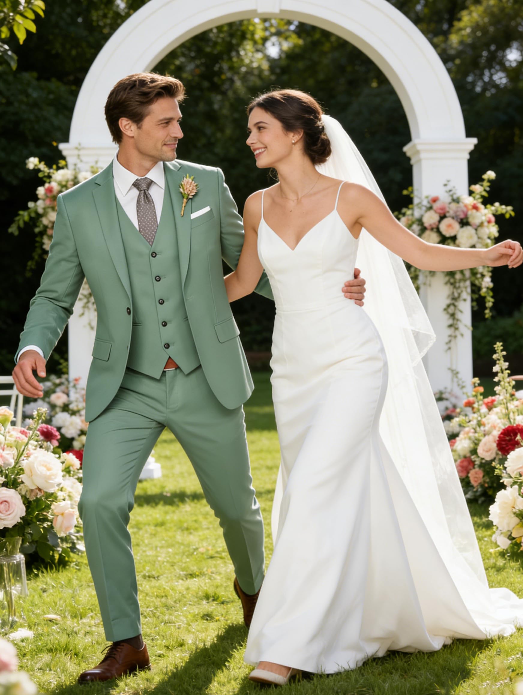 Costume 3 pièces pour homme, coupe ajustée, costume de mariage élégant à un bouton, gilet et pantalon