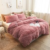 Vista 8 de XeGe Funda de Edredón de Felpa Shaggy de Lujo Ultra Suave de Terciopelo Cristal Ropa de Cama 1PC (1 Funda de Edredón de Piel Sintética), Cierre