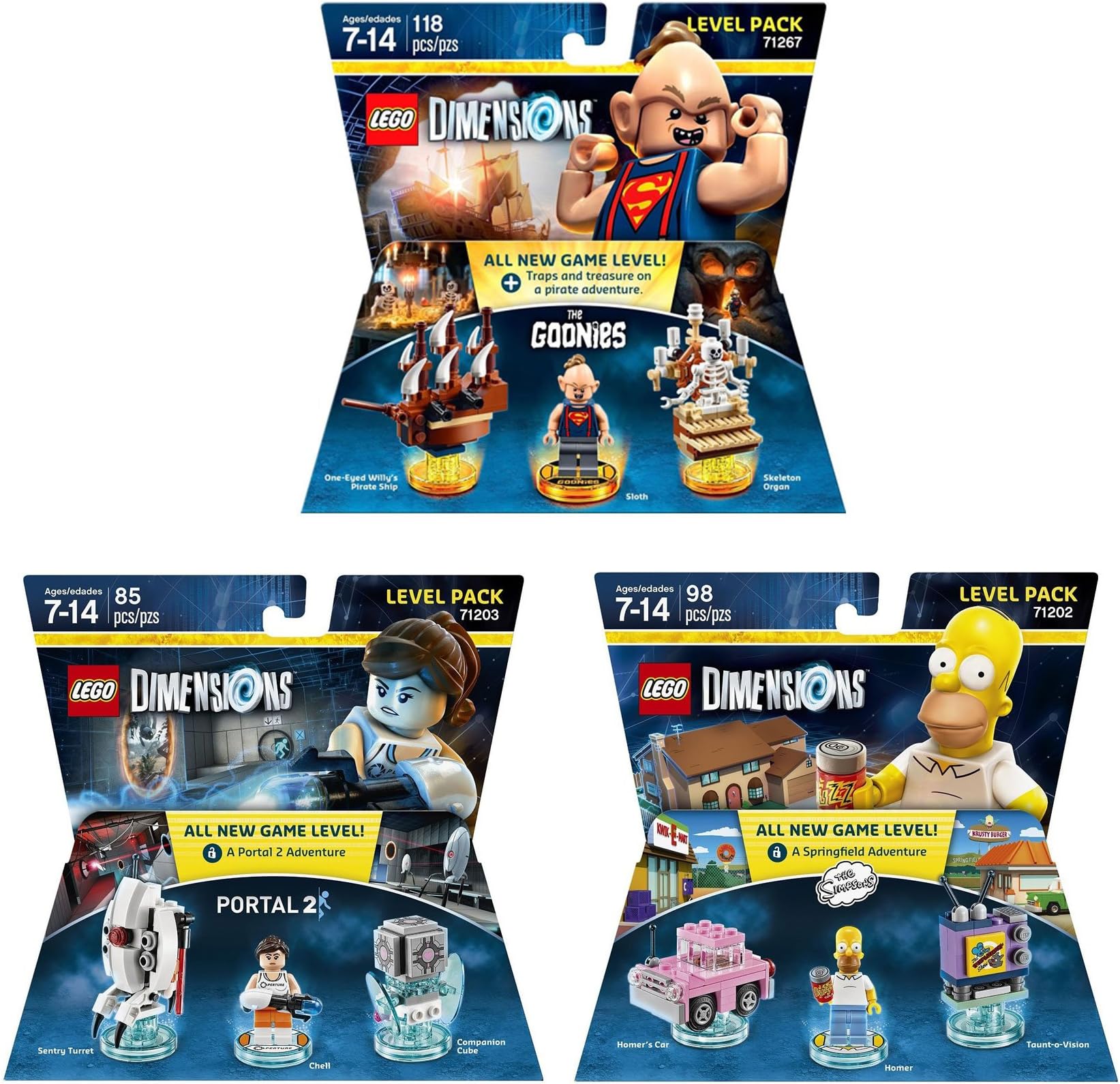 Goonies Level Pack + The Simpsons Homer Level Pack + Portal 2 Level Pack - Lego Dimensions (Non Machine Specific)
