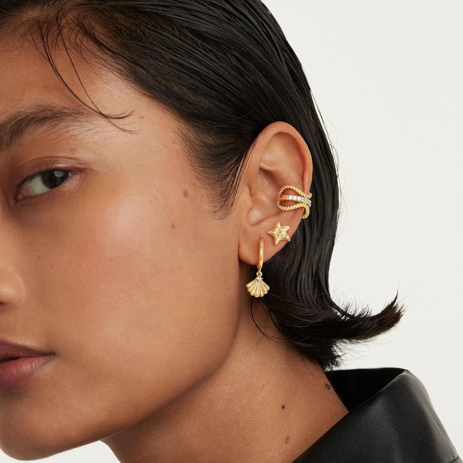 Ear Cuff Earrings for Women 14K Gold Plated Cubic Zirconia Paved Sparkling Huggie Ear Cuffs Non Piercing | Clip On Cartilage | Single - Image 4