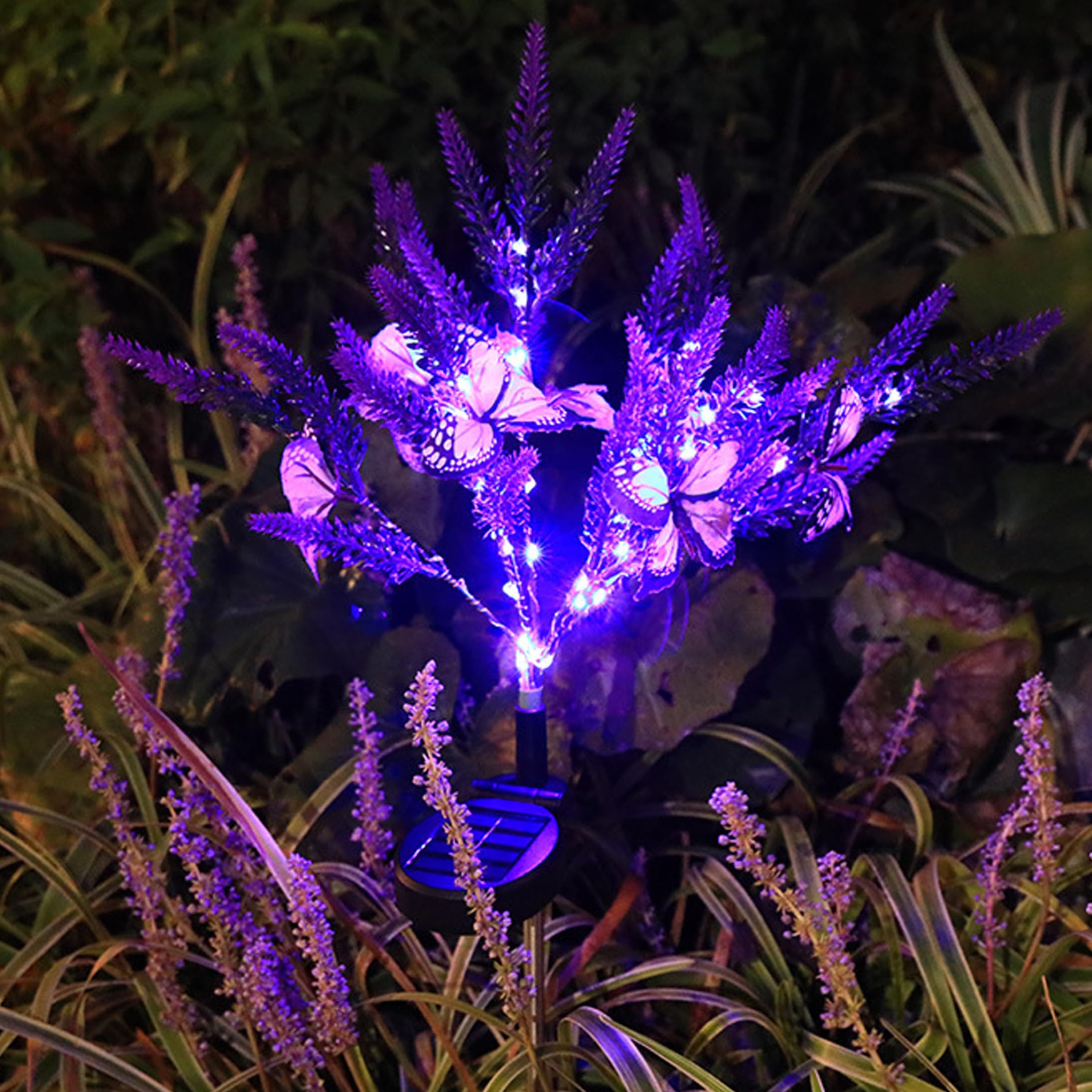 StaZamor 27 Inch Purple Solar Powered Lavender Flower Lights, Waterproof Solar Garden Stake Lamp for Outdoor Patio Yard, Pathway Lawn Decoration
