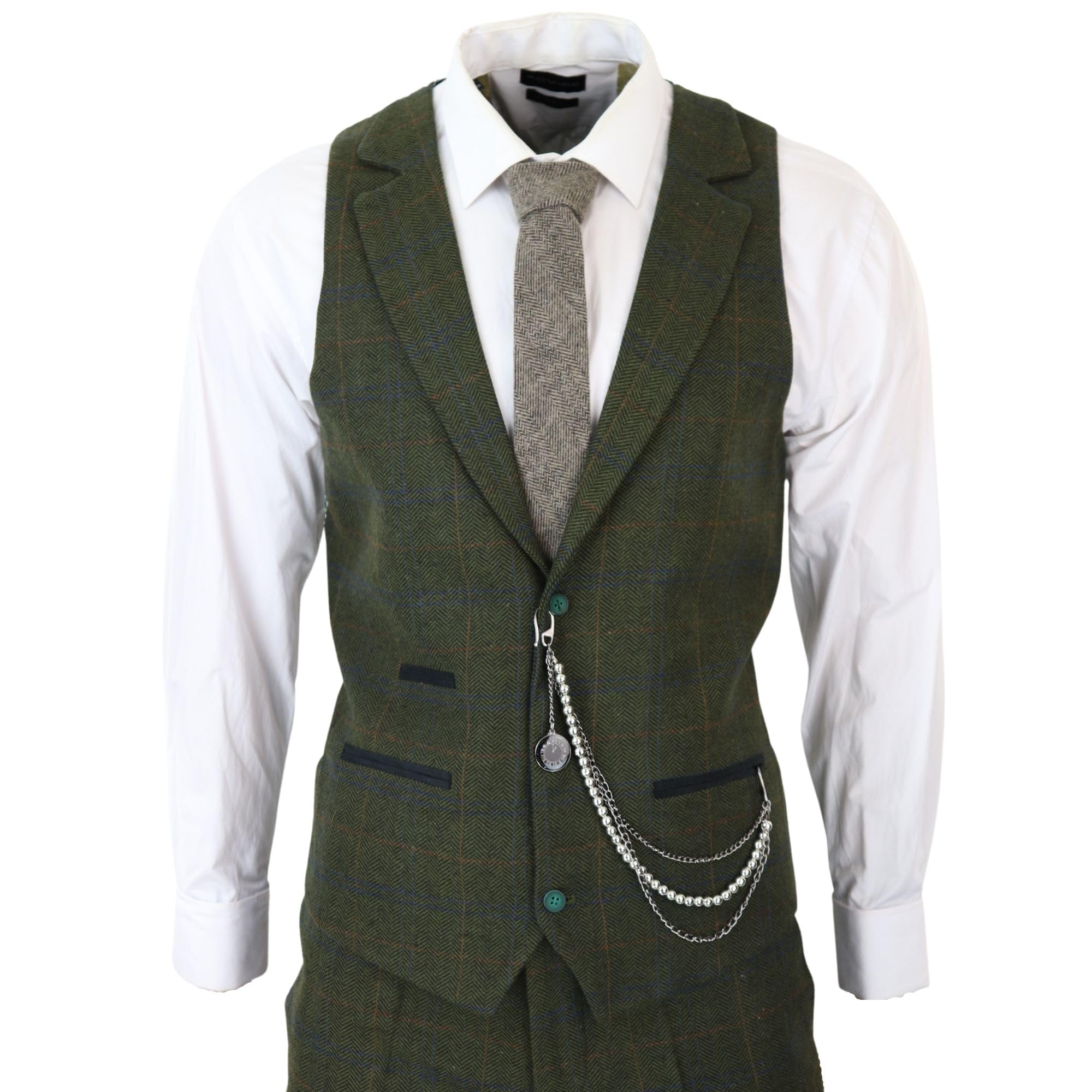TruClothing.com Herren 3 Teilig Anzug Wolle Tweed Grün Blau Braun Karo 1920s Gatsby Formelle Anzüge