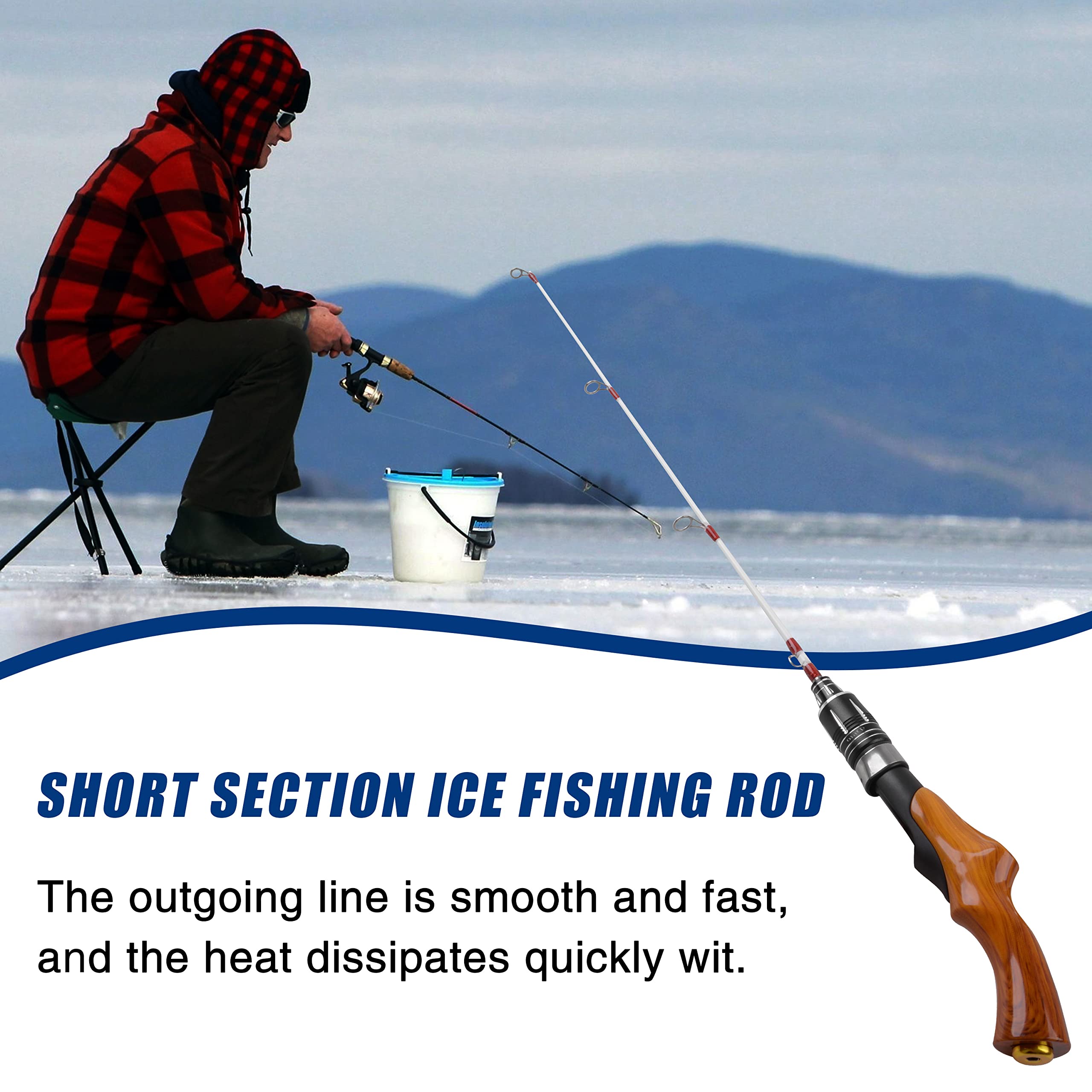 Ice Fishing Rod Portable Ice Fishing Pole Ultralight Spinning Ice Fishing Rod Jigging Pole Winter Ice Fishing Gear for Trout Bluegill Panfish Crappie Walleye : Sports & Outdoors