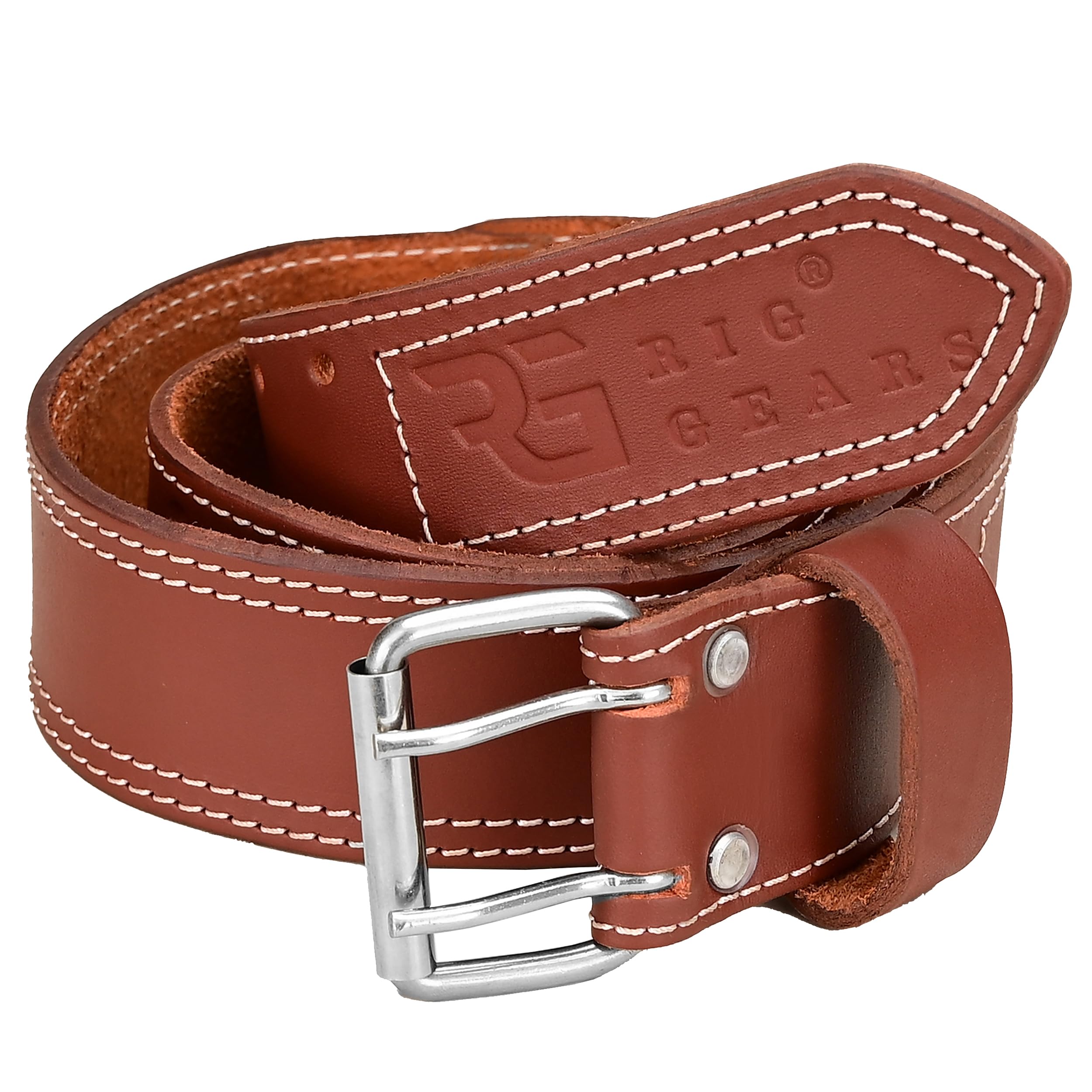 Ceinture à outils en cuir pour homme – Ceinture de travail en cuir pleine fleur de qualité 5,1 cm de large, taille réglable de 86,4 cm à 124,5 cm