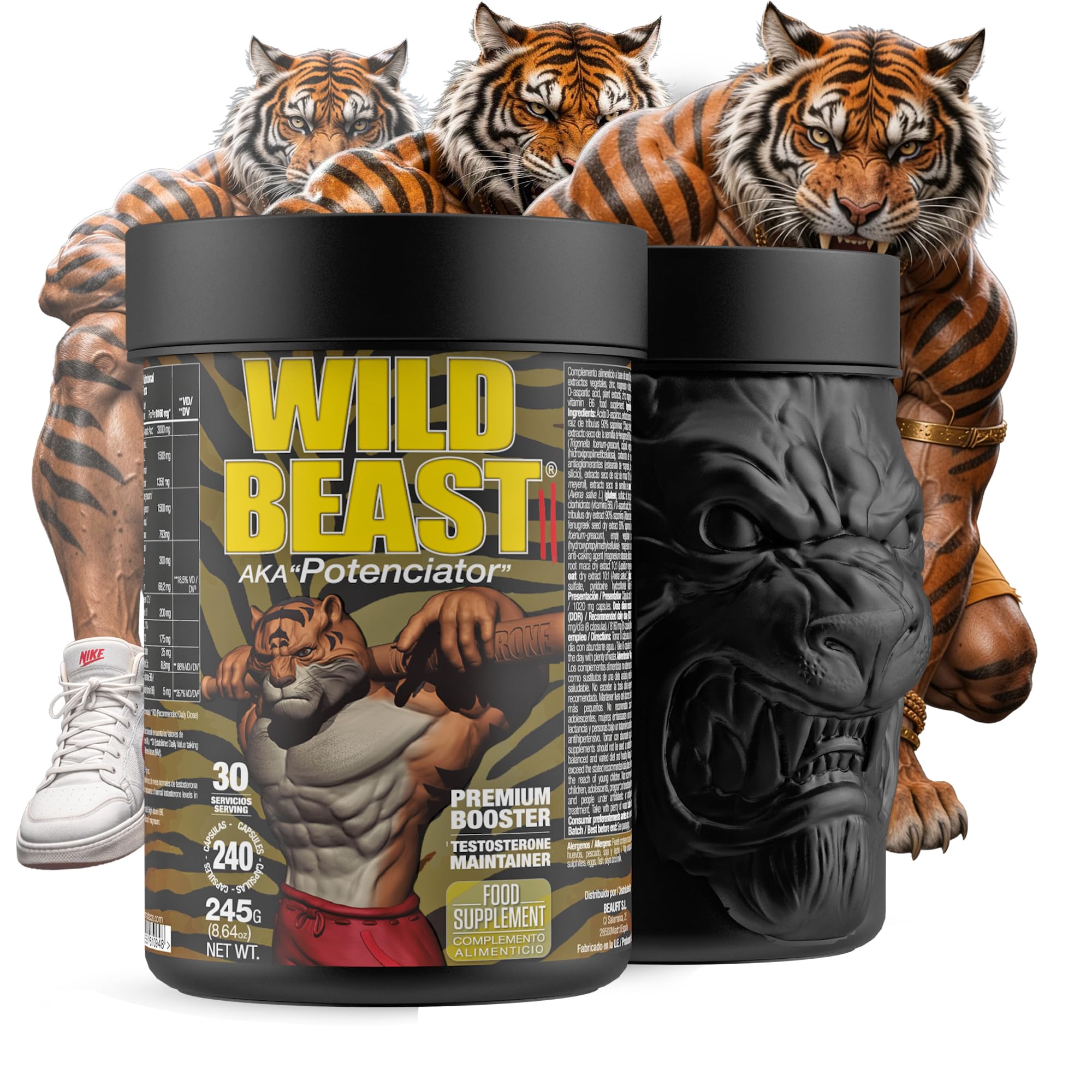 Zoomad Labs Wild Beast | Booster Testosterona Hombre | Tribulus Terrestris + Fenogreco + Maca | Potenciador Natural | Energía y Masa Muscular | 240 Cápsulas 30 Servicios