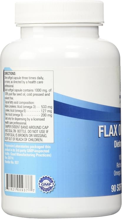 Progressive Labs Flax Oil Capsules Supplement, 1000 mg, 90 Count