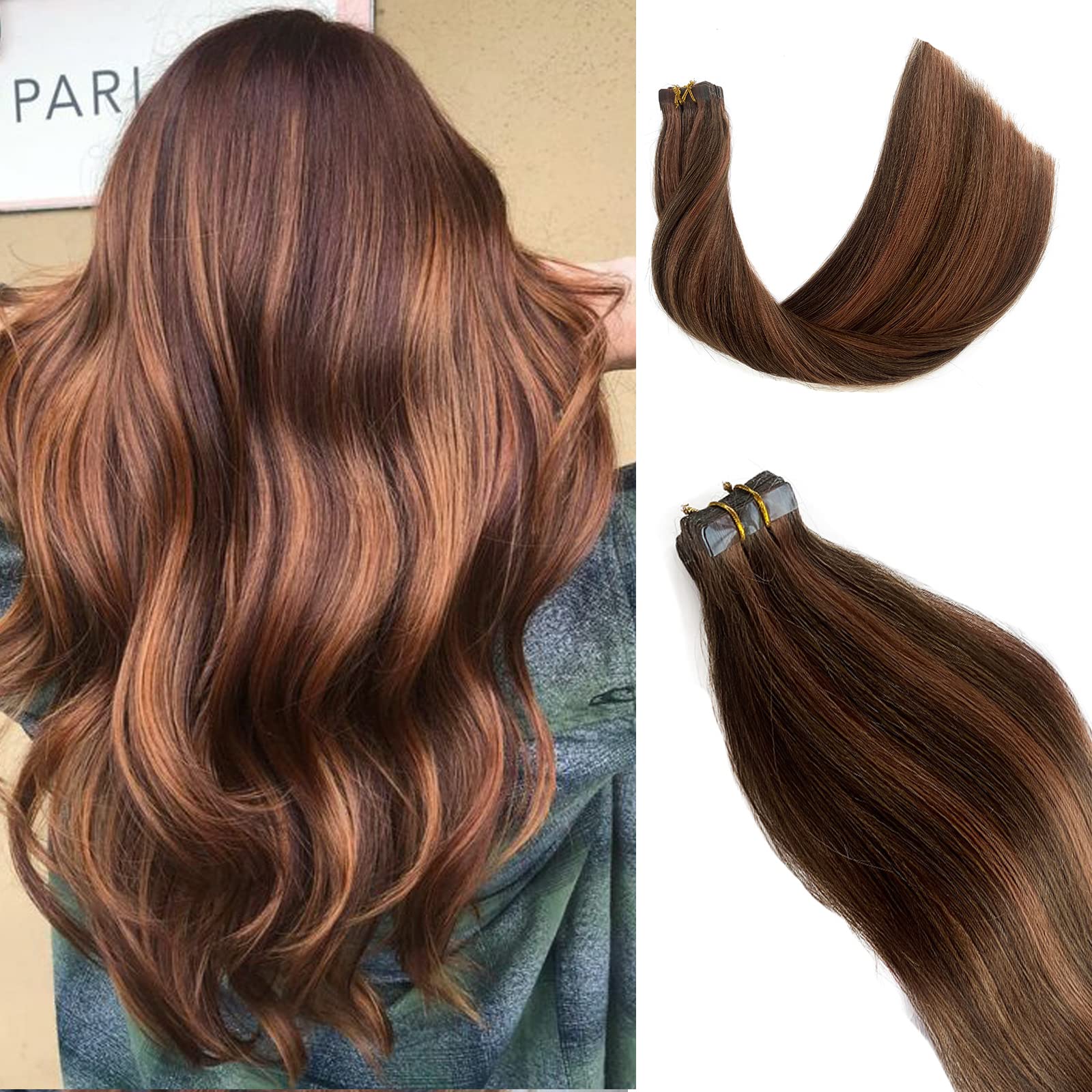 Amazon.com : Human Hair Tape in Extensions Balayage Medium 