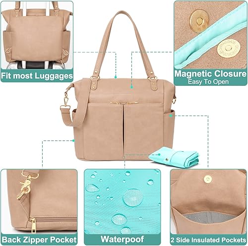 Miniatura 3 de MOMINSIDE Bolsa de pañales Tote Mini Bolsa de pañales Pequeña Bolsa de pañales Monedero Mochila de pañales de cuero, Bolsa de bebé de viaje Bolsa de