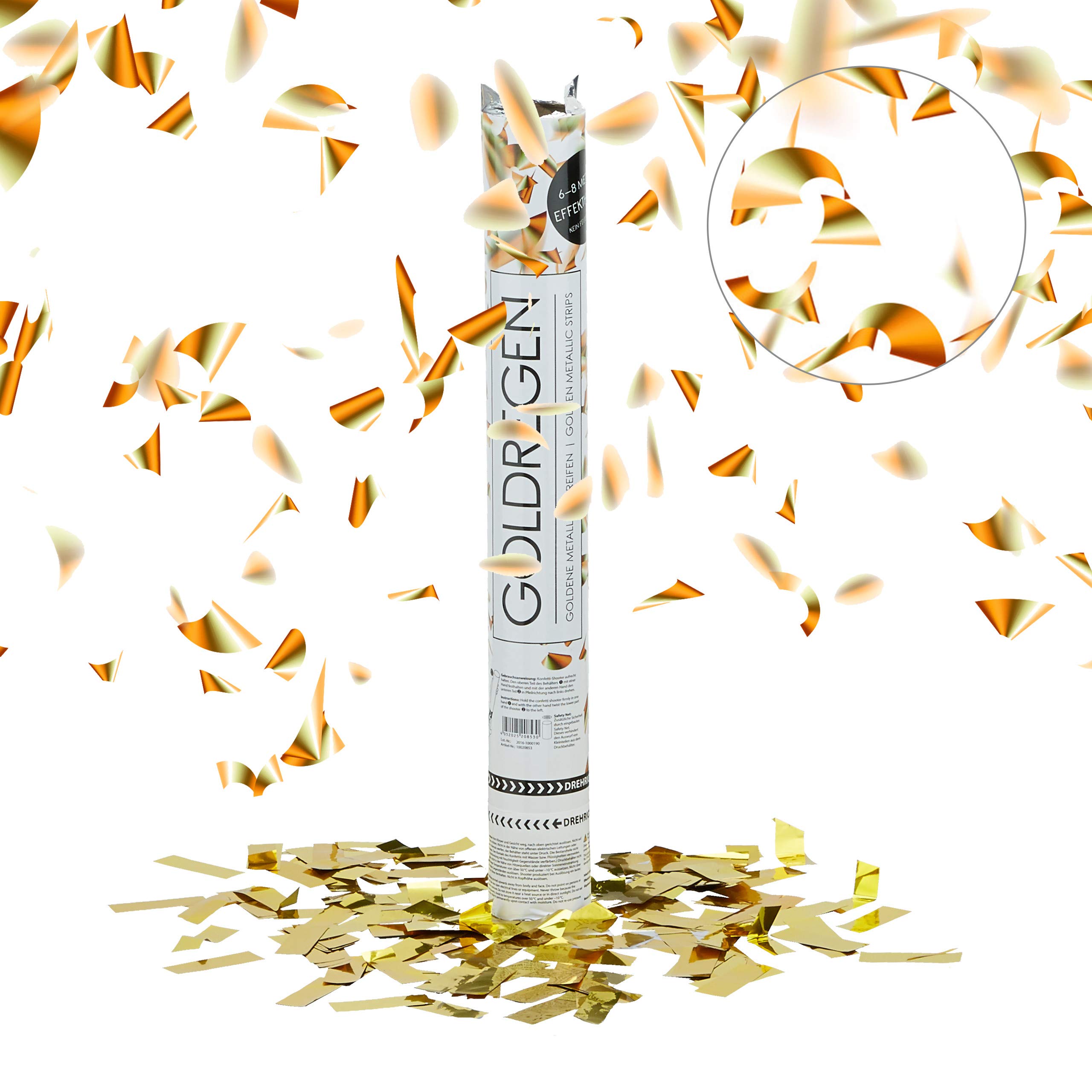 Relaxdays Gold 5X Party Poppers, 40 Cm Confetti Cannon Set, For Weddings And Birthdays, Confetti Shooter With 6-8 M Shooting Distance, Metallic