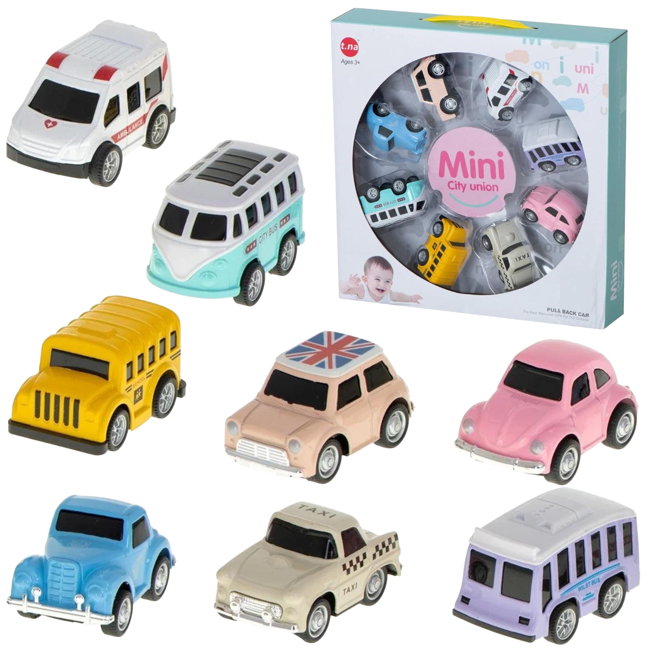 Mini Car Sets For Toddlers - Pack of 8, Alloy Mini Transportation Vehicles | Mini Cars Toys Pull Back | Mini Vehicle Sets | Pull Back Transportation Toys | Pull Back Toy Car Sets For Toddlers