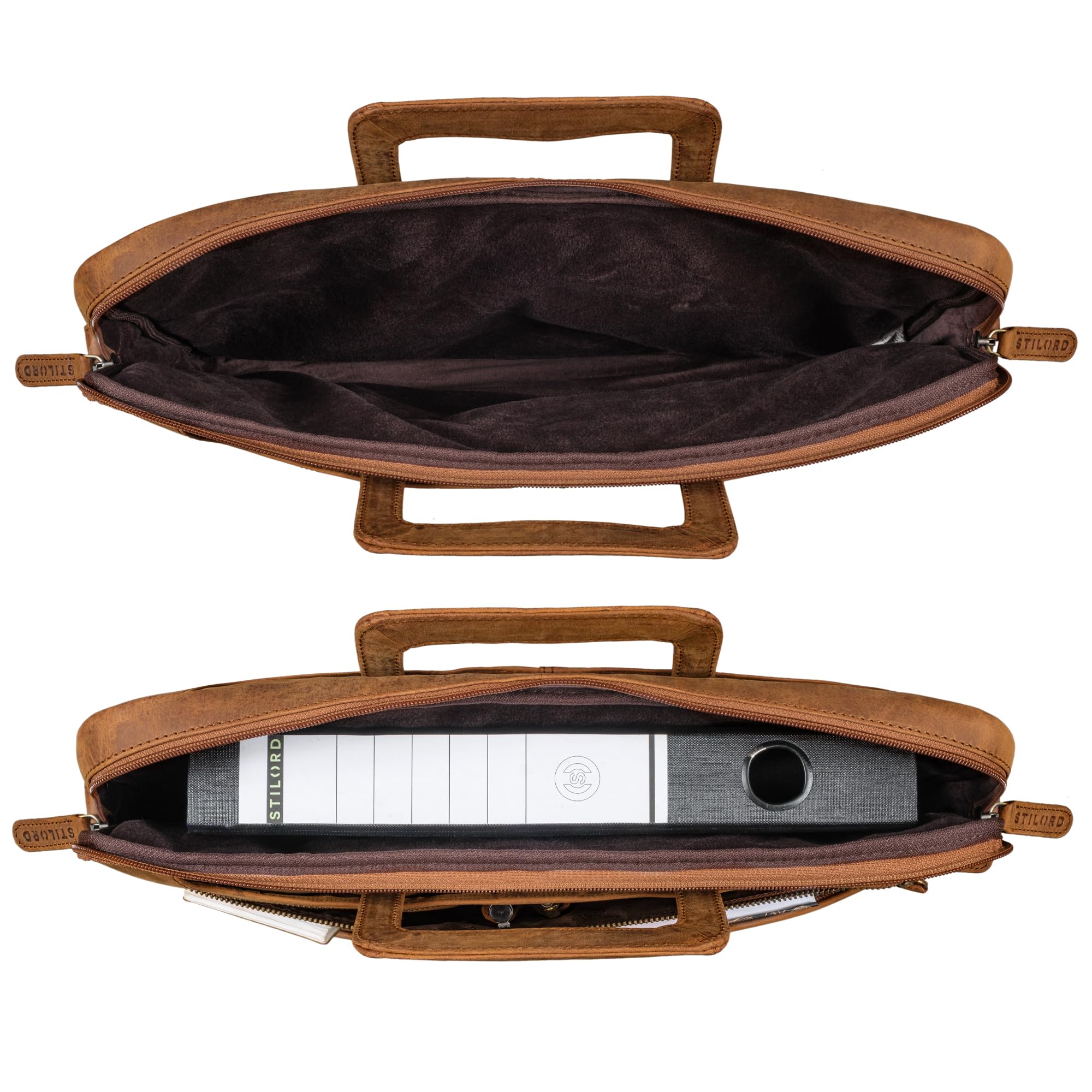 STILORD 'Farleigh' Maletin Portatil Compacto Cuero Bolso Hombre para Trabajo Negocios Viaje Funda ordenador Portatil 15.6 Pulgadas de Piel Auténtica