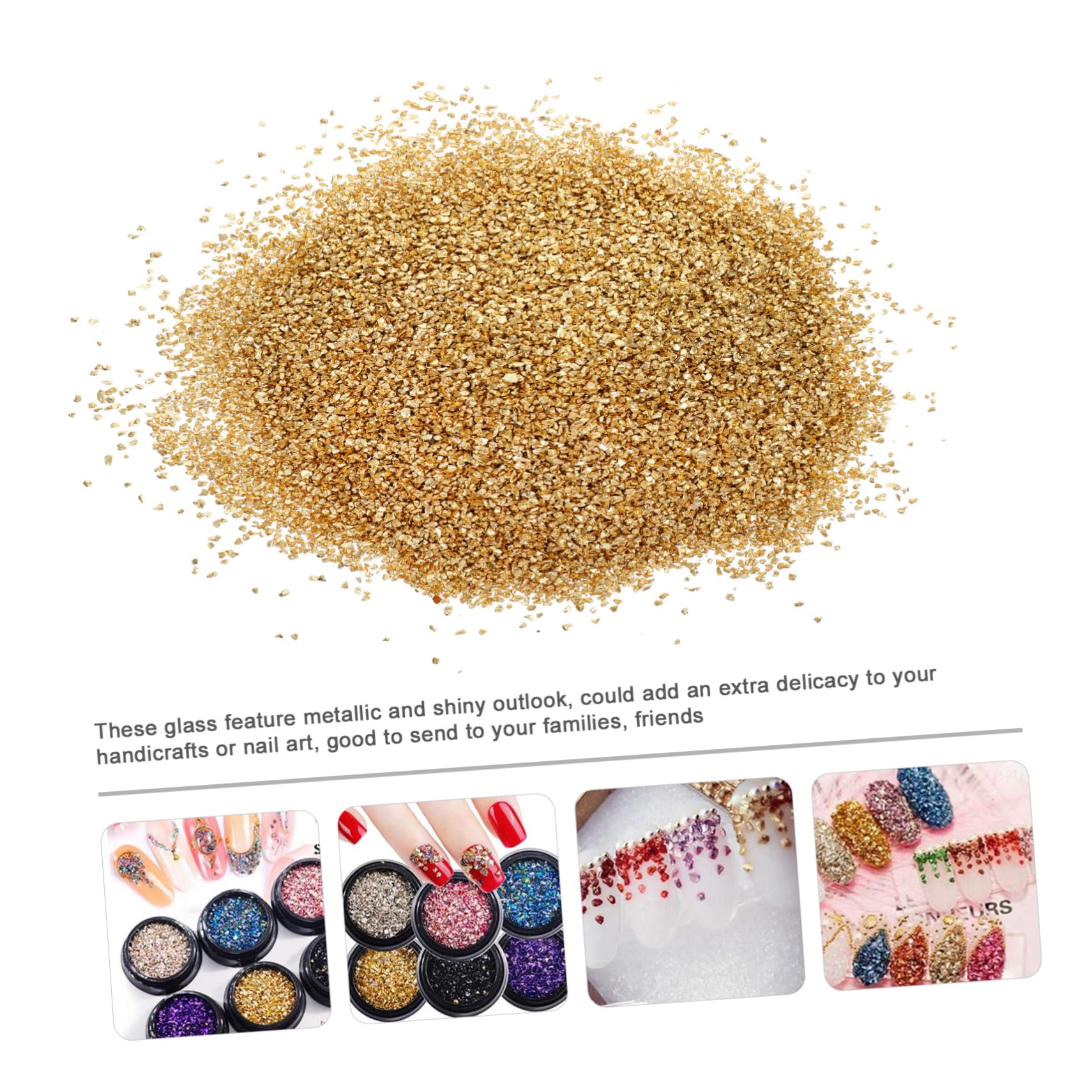 Uonlytech Bastel material Herstellung metallische Späne metallische Mini-Chips feines Glitzern scrabbook scrabook einmachgläser metallisches Glas handgefertigtes zerkleinertes Glas Golden