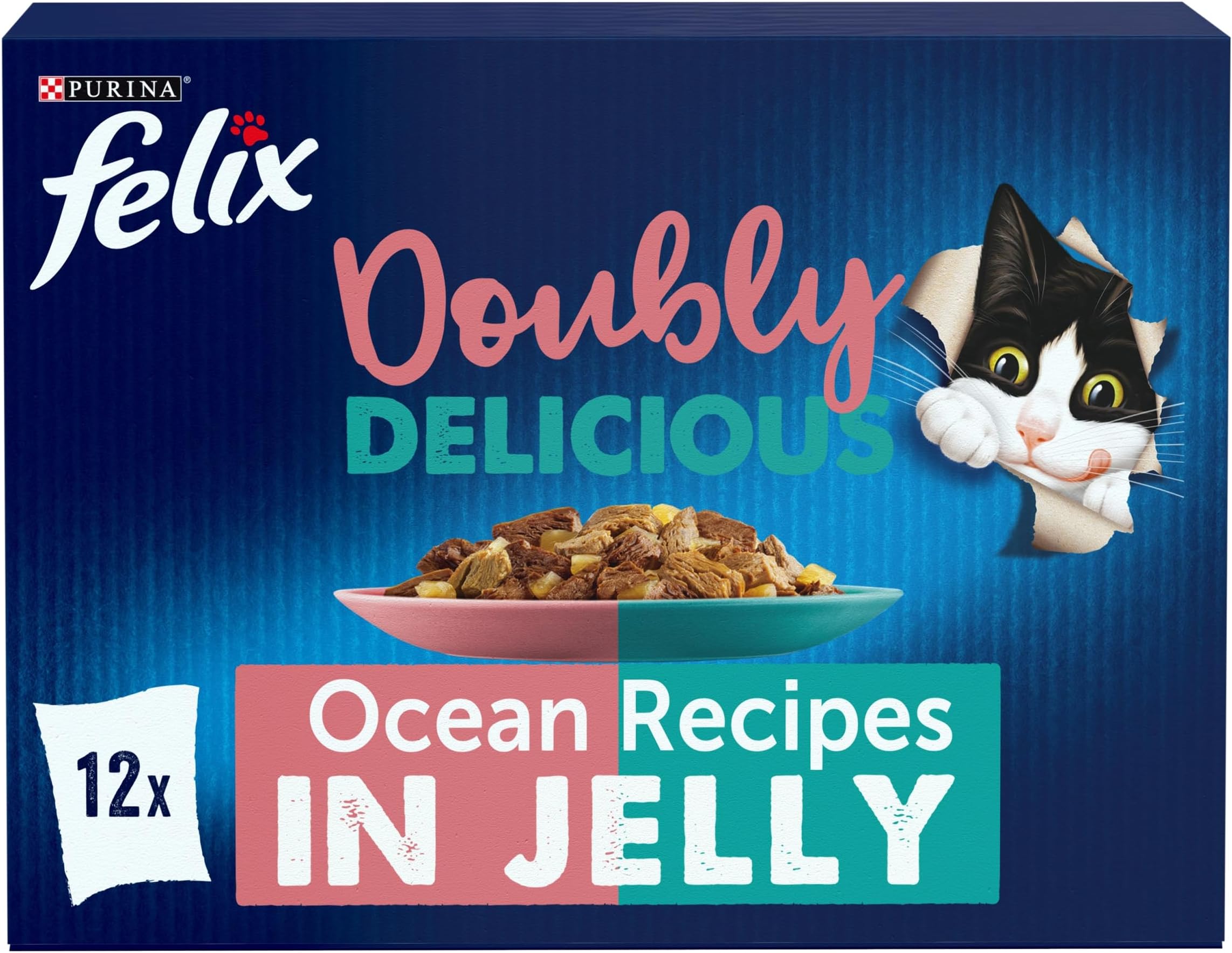 FELIX Doubly Delicious Ocean Recipes in Jelly Wet Cat Food 12x85g