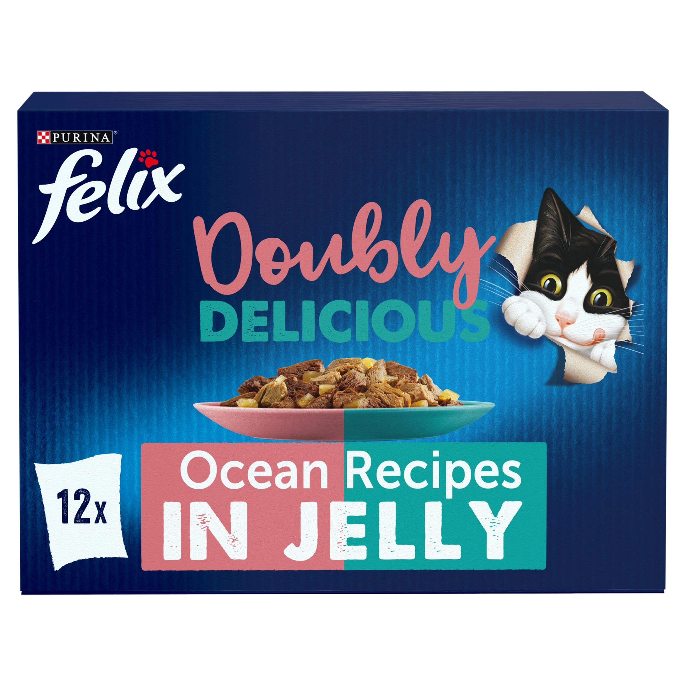 FELIX Doubly Delicious Ocean Recipes in Jelly Wet Cat Food 12x85g