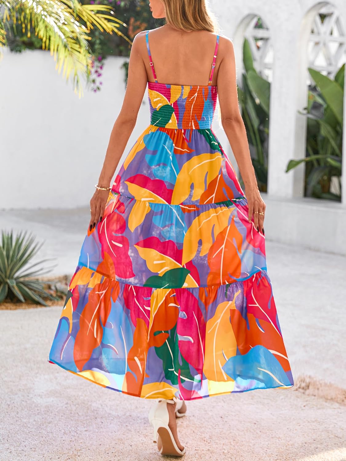 NOLLSOM Women's Summer Dress 2025 Casual Floral Boho Maxi Dresses Sleeveless Spaghetti Strap Long Beach Sun Dresses