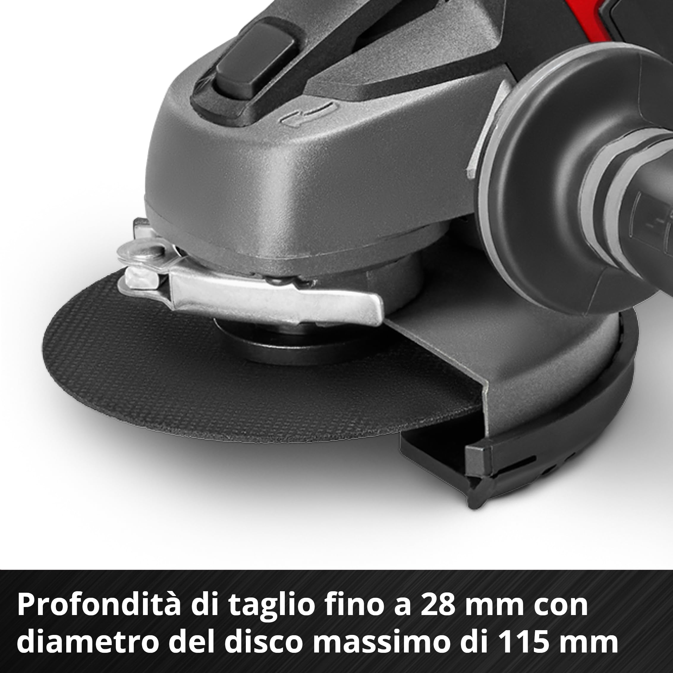 Einhell Smerigliatrice angolare a batteria TE-AG 18/115 Li-Solo Power X-Change (18 V, 115 mm diametro disco, 28 mm profondità taglio, soft start, senza disco, senza batteria)