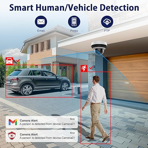 Miniatura 4 de Anpviz 4MP PoE PTZ IP Camera with 4X Optical Zoom, Perimeter Protection, Human Vehicle Detection, 2560x1440@30fps, H.265+ Dome Security Camera,