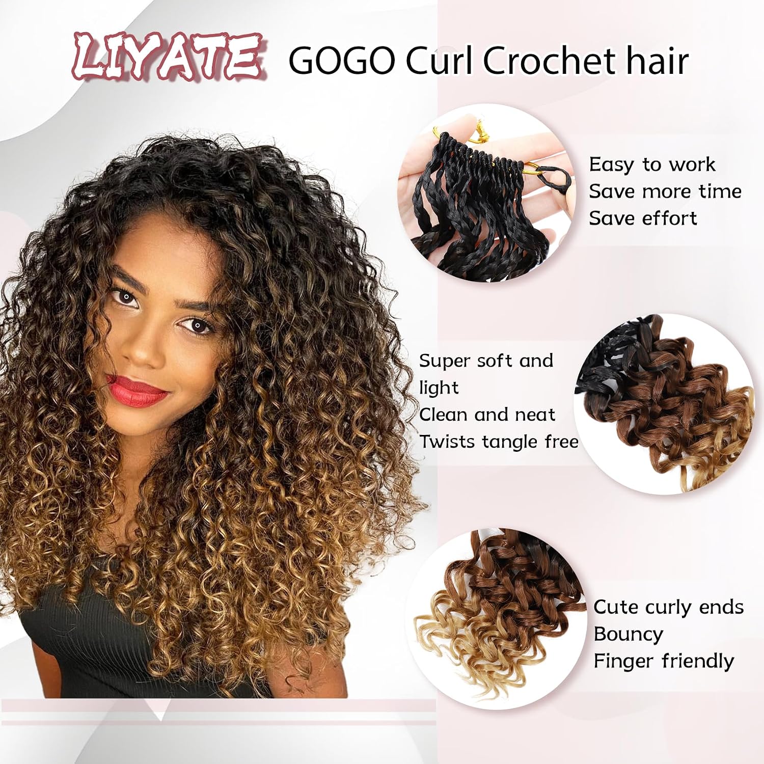 7 Packs Gogo Curl Crochet Hair for Women 8 Inch Pre-Twisted Curly Crochet Hair Pre Looped Deep Ocean Water Wave Beach Curl Crochet Braids Synthetic Braiding Hair Extensions (8 Inch, 1B/30/27)