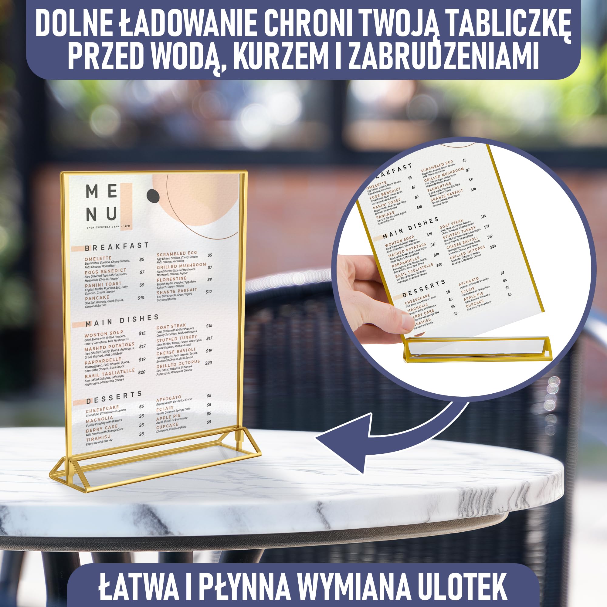 Dwustronne Złote Ramki, Zestaw 6 Szt. A5, Akrylowe Uchwyty Na Numery Stolików, Przezroczyste Stojaki Na Tabliczki, Złote Ramki Na Numery Stolików Weselnych, Uchwyty Na Menu I Zdjęć Na Wydarzenia