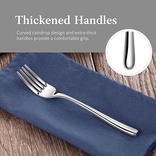 Miniatura 8 de Artaste Rain II - Tenedor para ensalada de acero inoxidable 1810 forjado (juego de 12 unidades, 7 pulgadas)