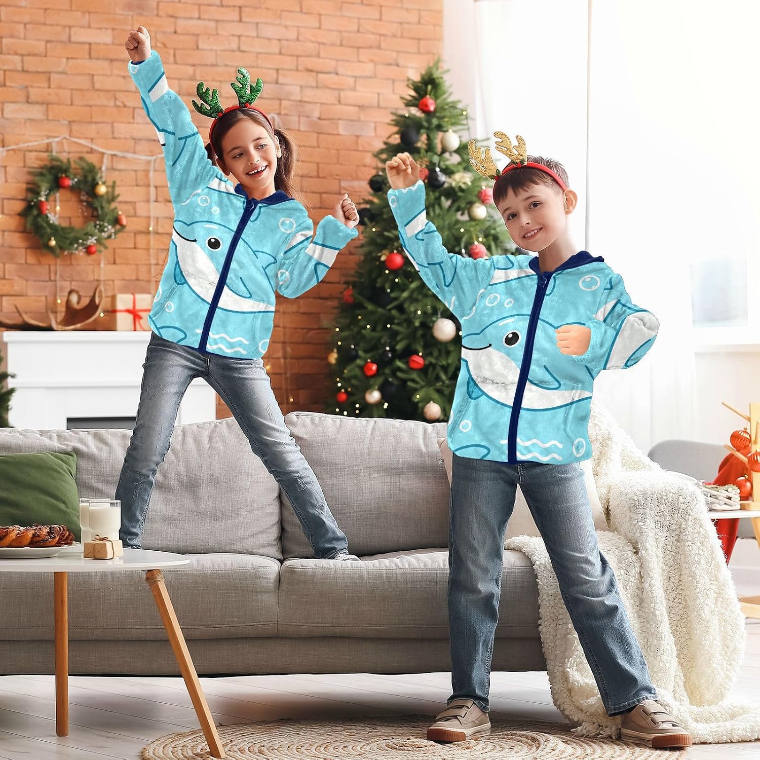Cute Blue Dolphin Toddler Fleece Zip Up Lightweight Zip Up Navy Blue Baby Boy Clothes