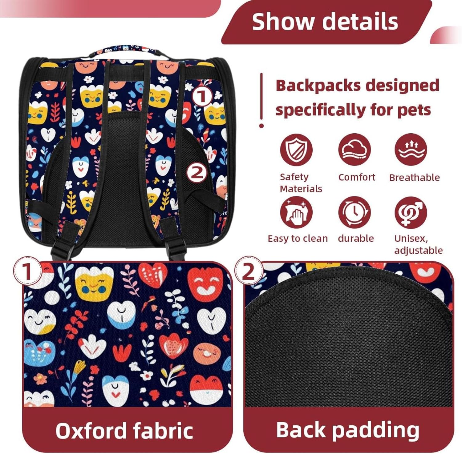 Cute Dental (60) Pet Carrier Soft Sided Carrier for Small Medium Cats Dogs