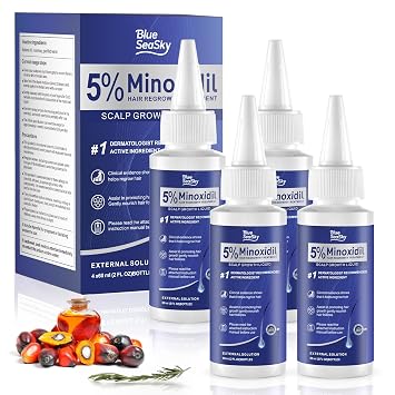 5% Topical Minoxidil for Women & Men,Hair and Beard Regrowth,4x2.11/OZ,6 Mo