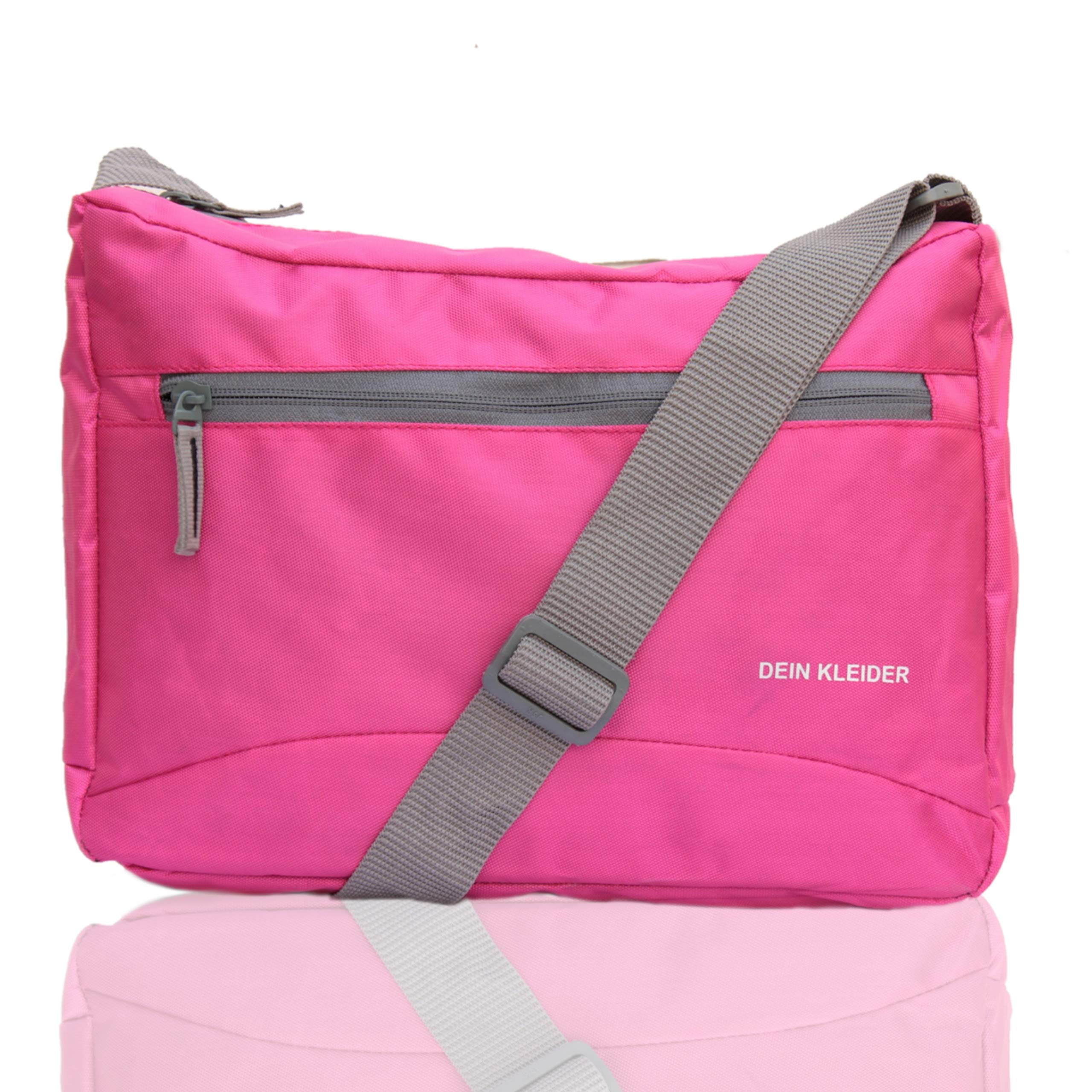 DEIN KLEIDER Nylon Sling Cross Body Travel Office Business Messenger one Side Shoulder Bag for Men and Women (Pink)