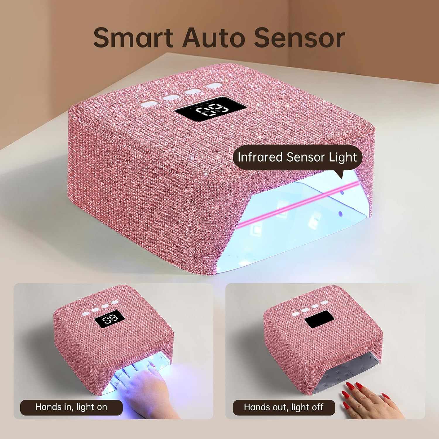 UV Nail Lamp CHRISTINE SHELLY, Rechargeable LED Nail Light Professional Nail Dryer with 4 Timer Setting, Touch Control & Auto Sensor Curing Lamp for Salon & Home