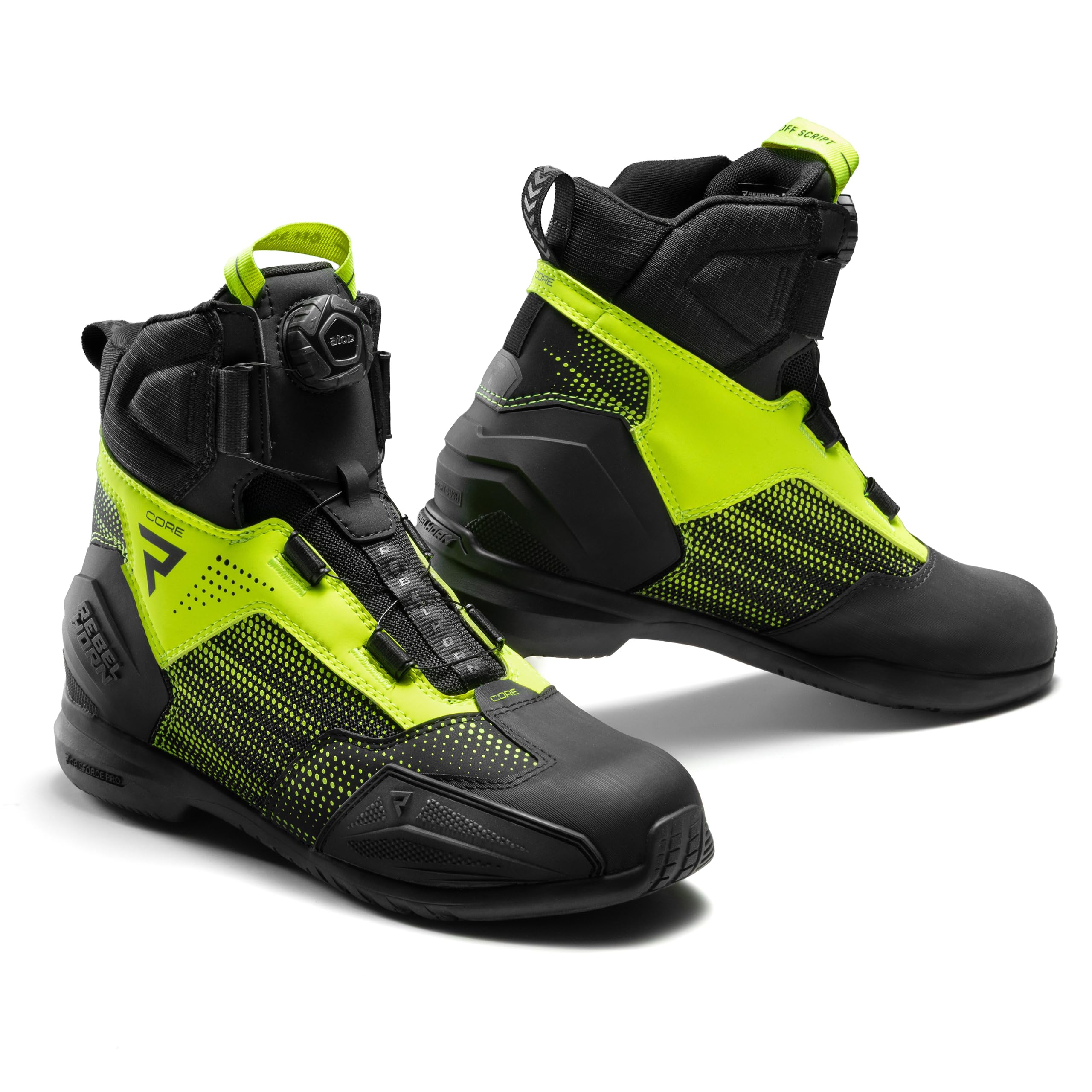 REBELHORN Core Buty Motocyklowe Męskie i Damskie | Skóra PU | System Szybkiego Sznurowania ATOP | Ochraniacze Kostek | Wzmocnione Palce | Panele Wentylacyjne Mesh | Rozmiary do 48