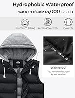 Vista 5 de Wantdo Chaleco grueso de invierno para hombre, resistente al agua, chaqueta acolchada con capucha extraíble