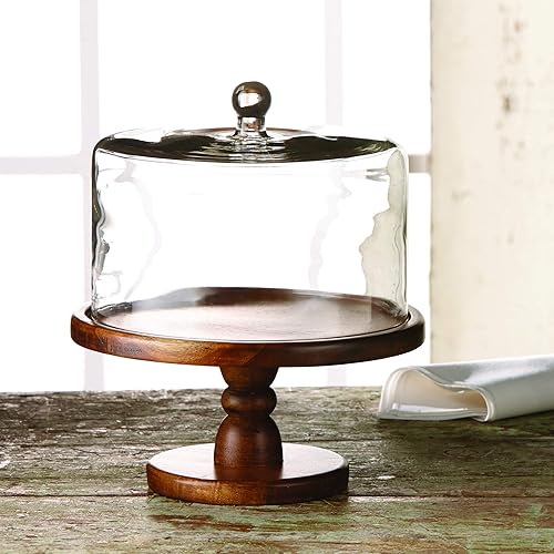 Miniatura 2 de American Atelier Placa de pedestal de madera con cúpula, marrón, 11.8x12.2"