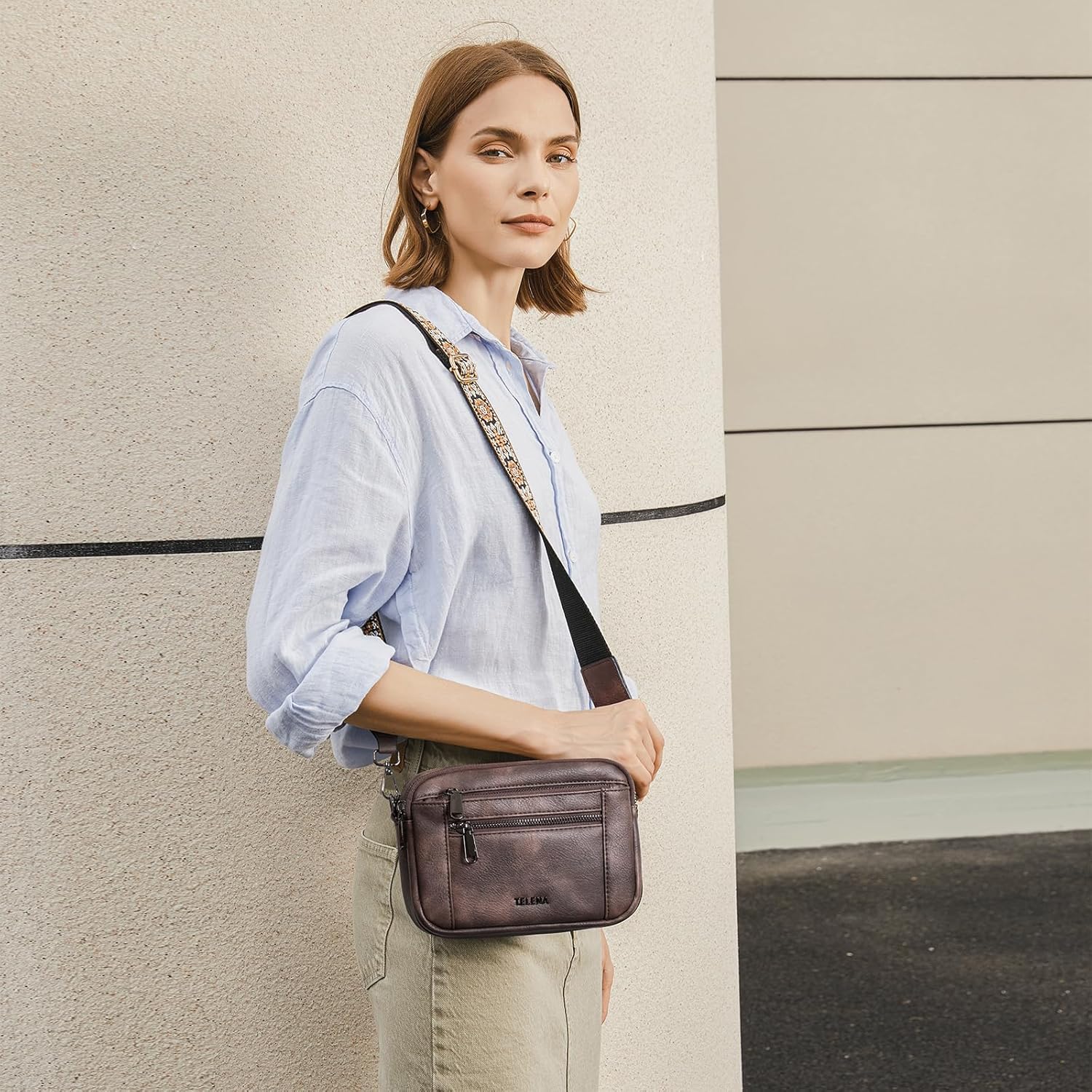 Telena Small Crossbody Bags For Women Vegan Leather Crossbody Purse With Adjustable Wide Strap For Daily Life - Image 2