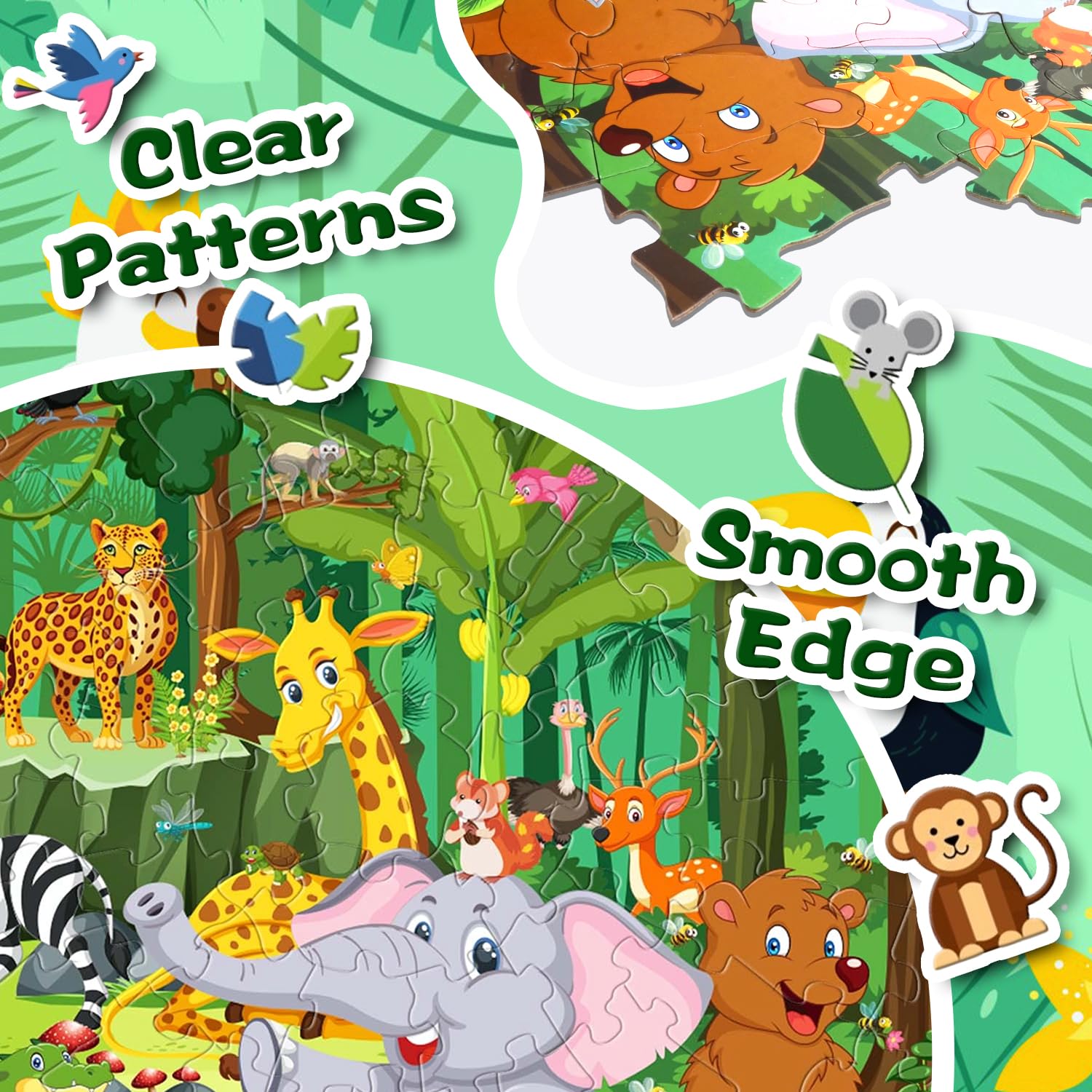 Rompecabezas de la Selva con 71 Piezas - Animales de Juguete Educativo para Niños y Niñas de 3 a 8 Años - Regalo Ideal para Cumpleaños y Fiestas