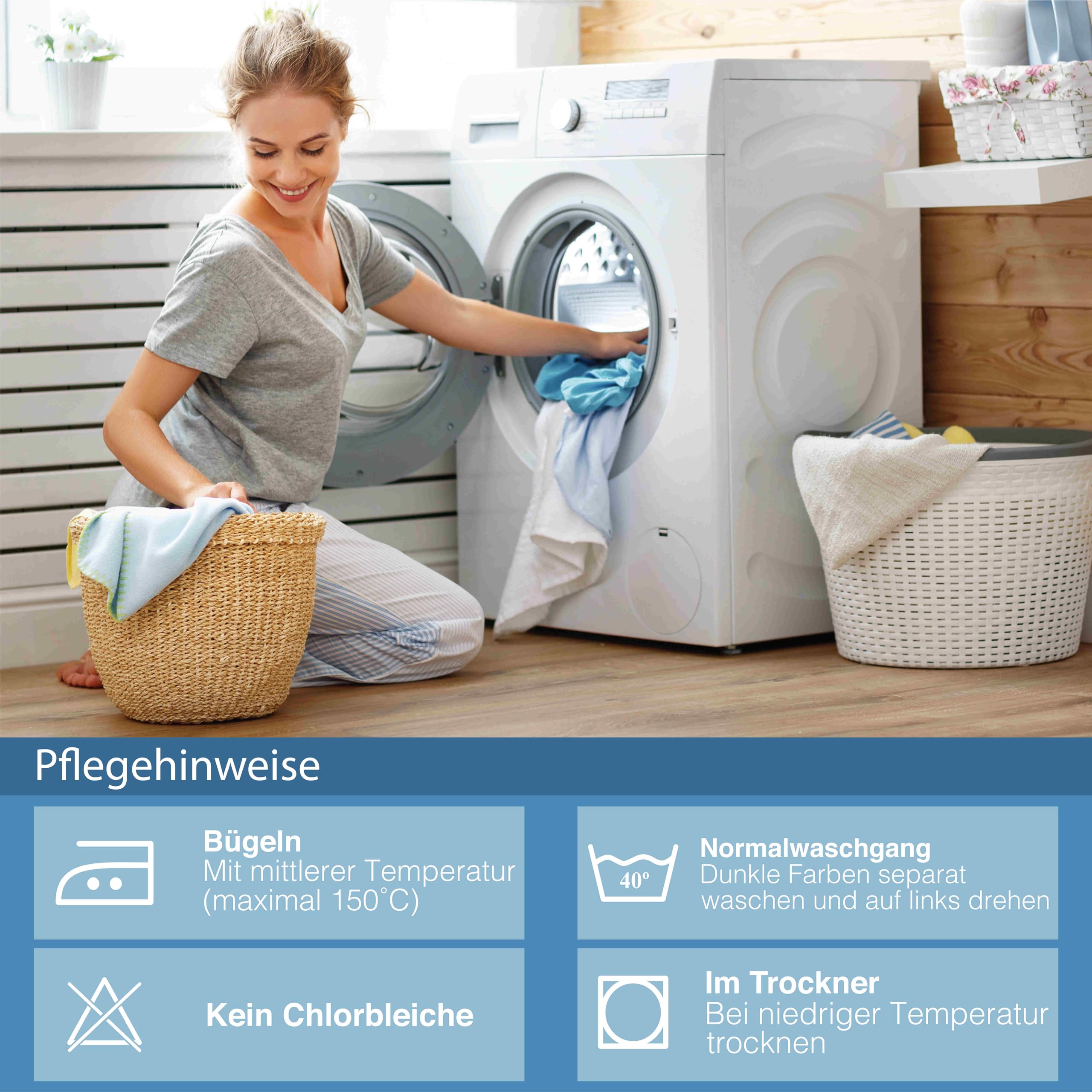 ZIRVEHOME Bettwäsche 155x220 cm. 4 teilig Set, Baumwolle bettbezug, Aprila