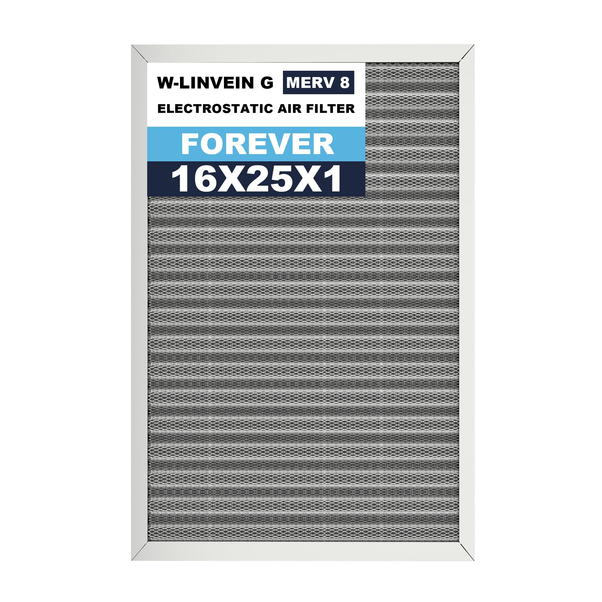 Photo 1 of 16x25x1 Reusable Air Filter, Electrostatic, Washable Lasts a Lifetime, Breathe Fresher Air in Home and Office HVAC AC Furnace Systems, Merv 8 (Actual Size: 15.5x24.65x0.82 Inch)