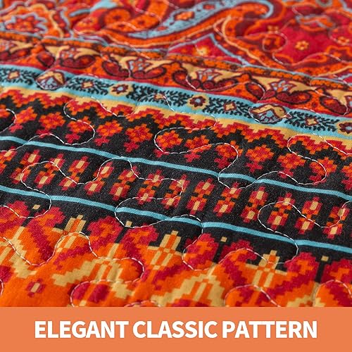 Vista 79 de TWINRUN Colchas de algodón tamaño Queen, colchas ligeras de tamaño Queen para cama, suave, reversible, a cuadros, floral, juego de ropa de cama