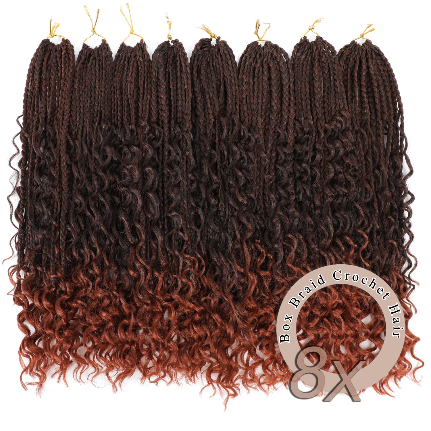 Boho Goddess Braids Crochet Hair for Black Women 22 Inch 8 Packs Bohemian Crochet Braids Hair Extensions with Curly Ends Boho Box (T350 - Image 3