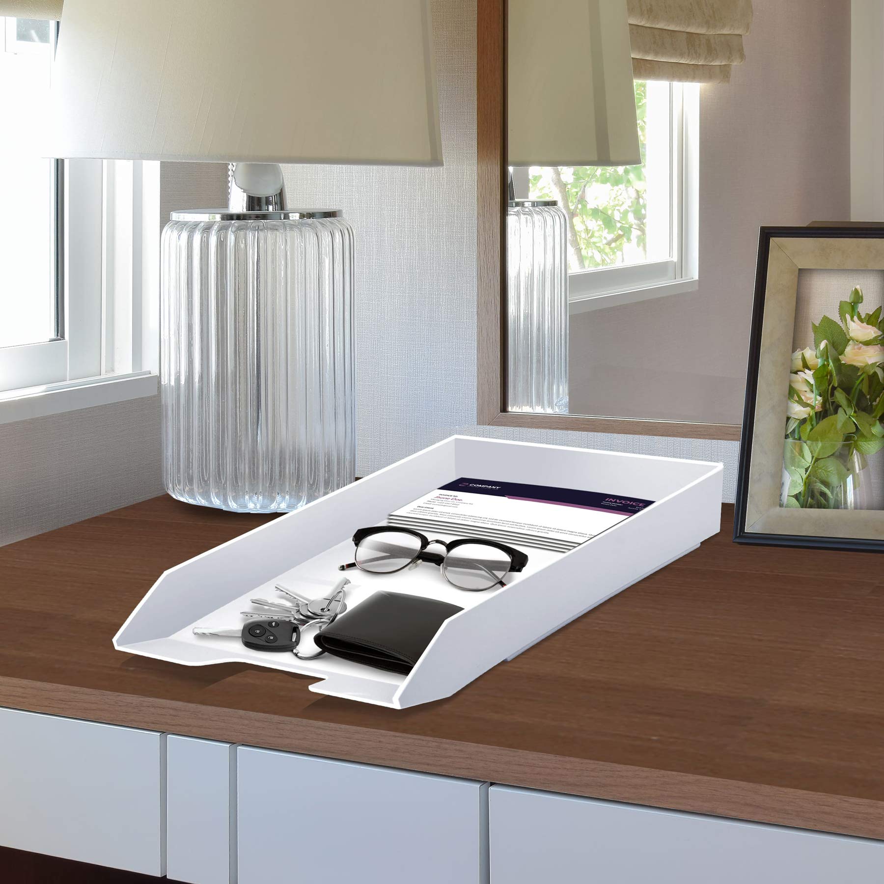 Stackable Letter Tray Single Side Load Clear Crystal Plastic Desktop File