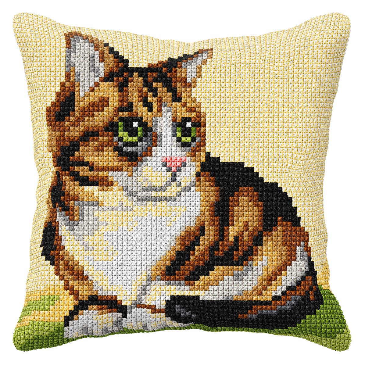 Orchidea Kreuzstich-Kissen „Neugierige Katze“ – 40x40 Cm, Set Mit Garn, Nadel & Anleitung