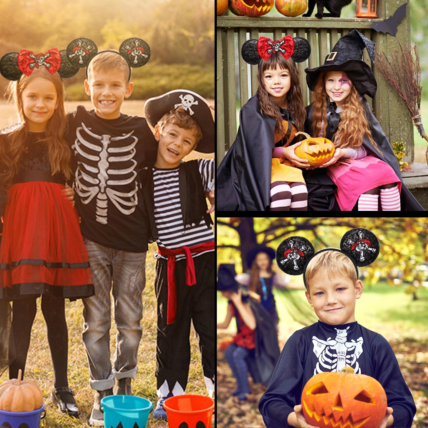 Pirate Themed Mouse Ears Headband with Bow for Women, Parties Halloween Cosplay Pirate Night and Cruise - Image 5