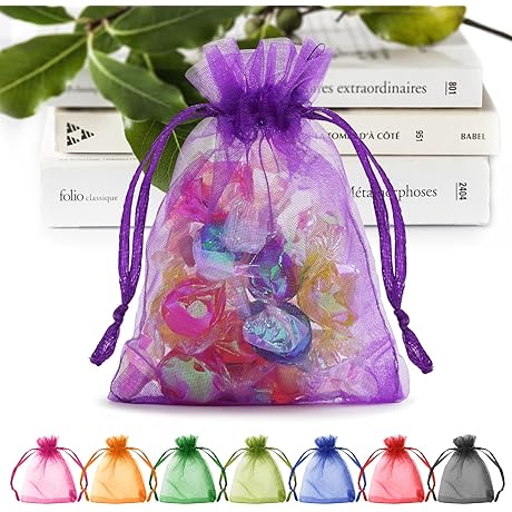50 Pack Purple Organza Bags 3"X4" - [Purple Organza Bags]