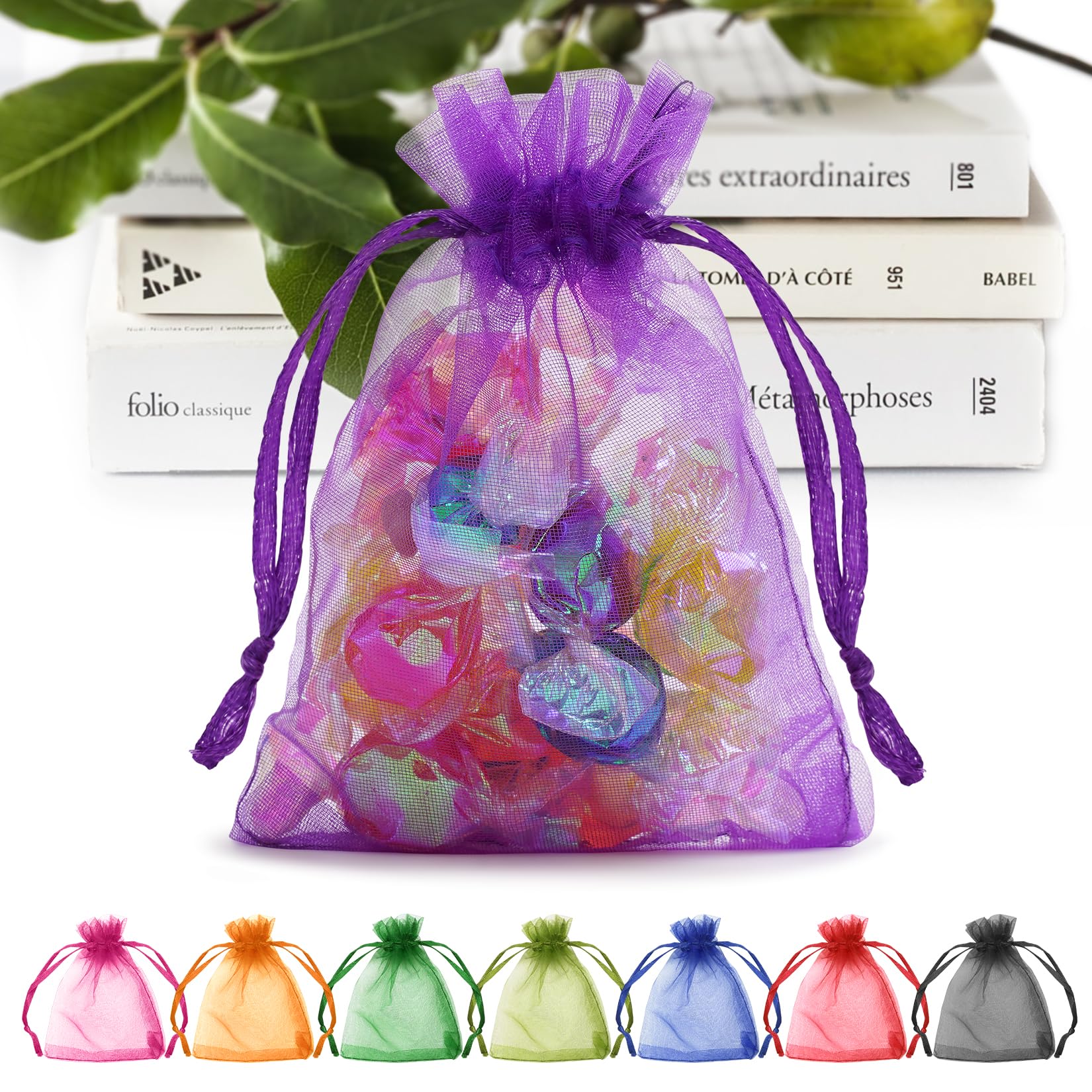 Gift Pouches Organza Bags 5x7 Drawstring Bags 10/30/50/100 Sheer