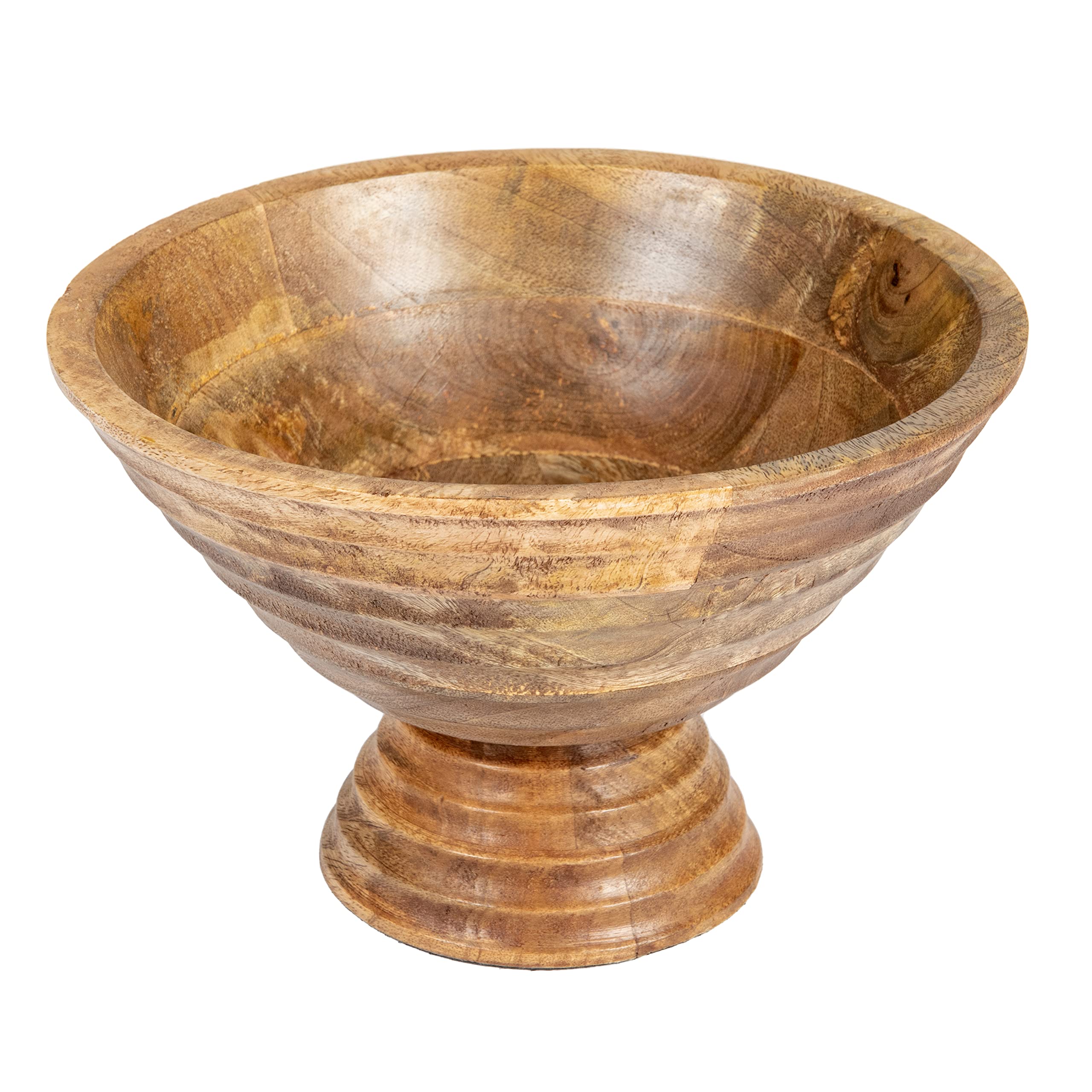 Creative Co-OpBoho Wood Pedestal Serving, Light Brown Finish Bowl