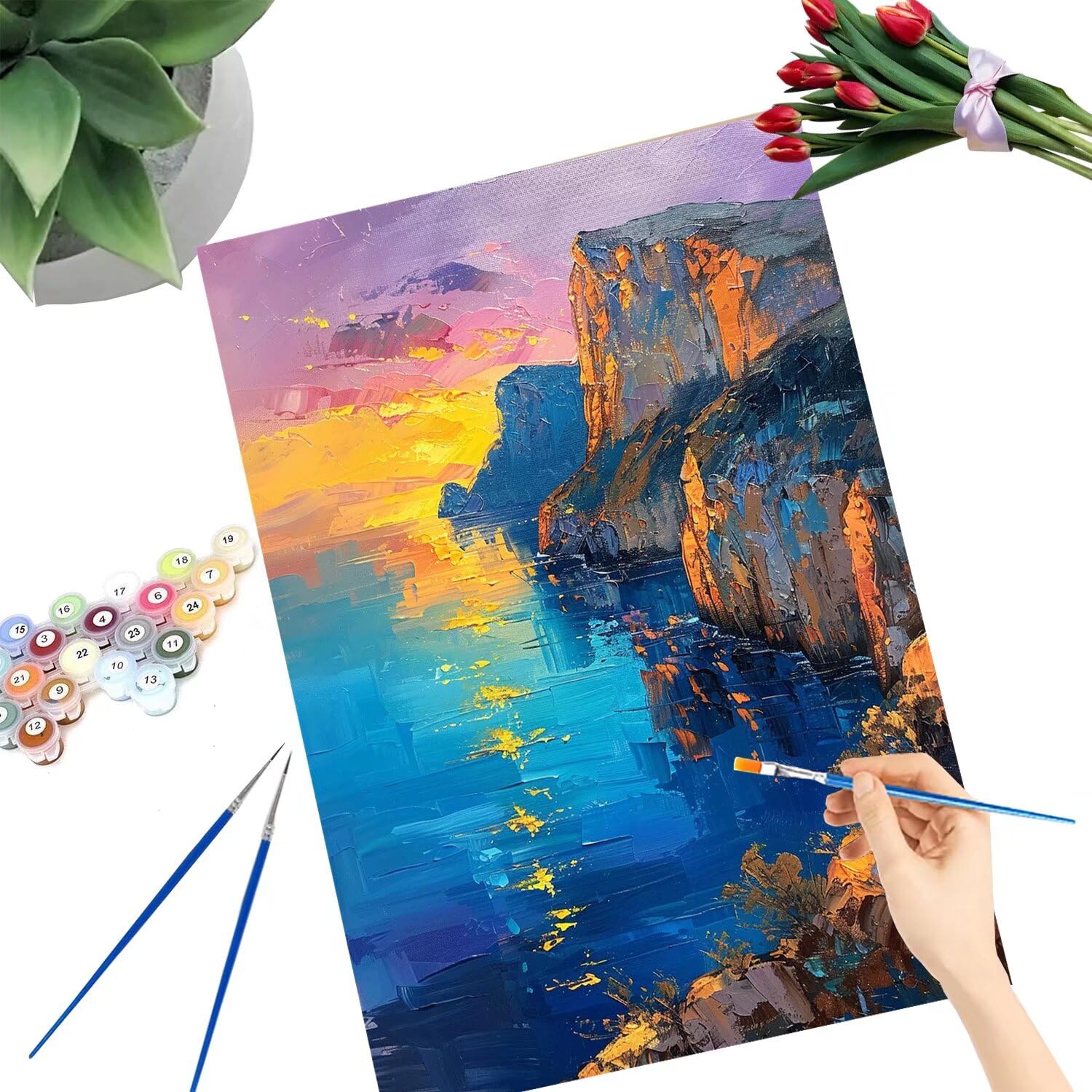 Pintar por Numeros Adultos pintar por numeros niños manualidades niños 10 años, DIY Pintar por Números de Pincel y Pintura acrílica Decoraciones para el Hogar Manualidades, sin Marco 60x80cm C-116