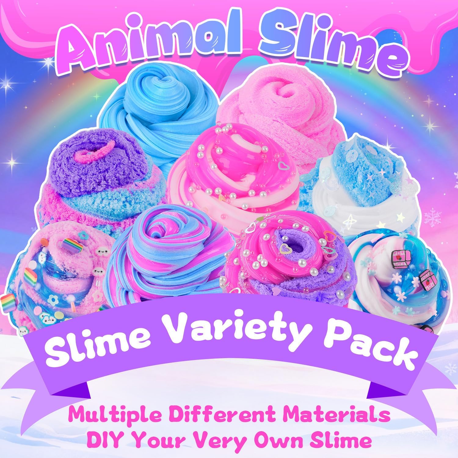 6 Pack Slimes, Slime for Kids Animal Wonderland, Butter Cloud Slime kit for Girls Ages 8-12, Toys for Girls and Boys, Birthday Halloween Christmas Party Favors for Kids Goodie Bag Stuffers