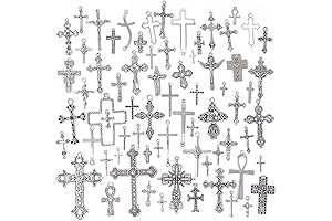 Honbay 70-Piece Mixed Metal Cross Charms