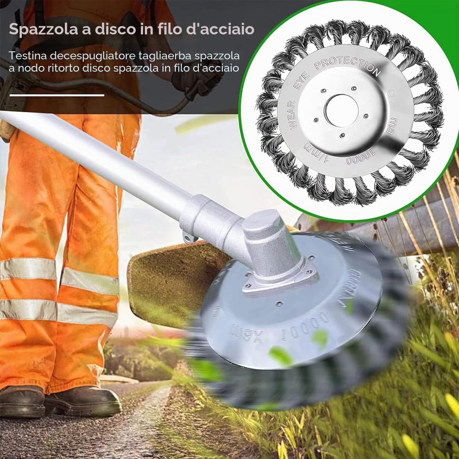 2 pezzi Spazzola per diserbo per tosaerba, Spazzola per diserbo da 25,4 mm, Spazzola metallica a 2025 denti per tosaerba, Spazzola per diserbo universale per tosaerba, 6 pollici + 6 pollici